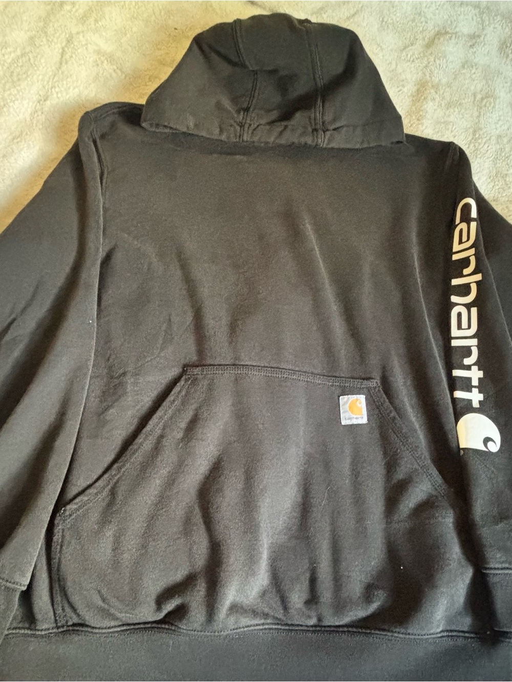 Carhartt Black Hooded Sweatshirt with Sleeve Logo